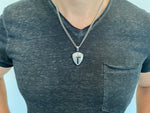 Silver Shield R2 Cross Necklace - SC