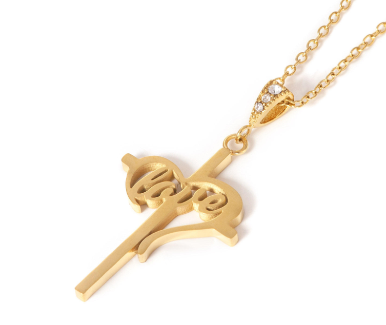 Gold Heart's Desire Cross Necklace